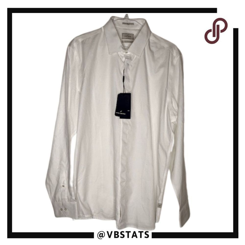 Daniel Hechter Men's Slim Fit Formal Button Down Shirt‎ White Size 44 2XL NWT
